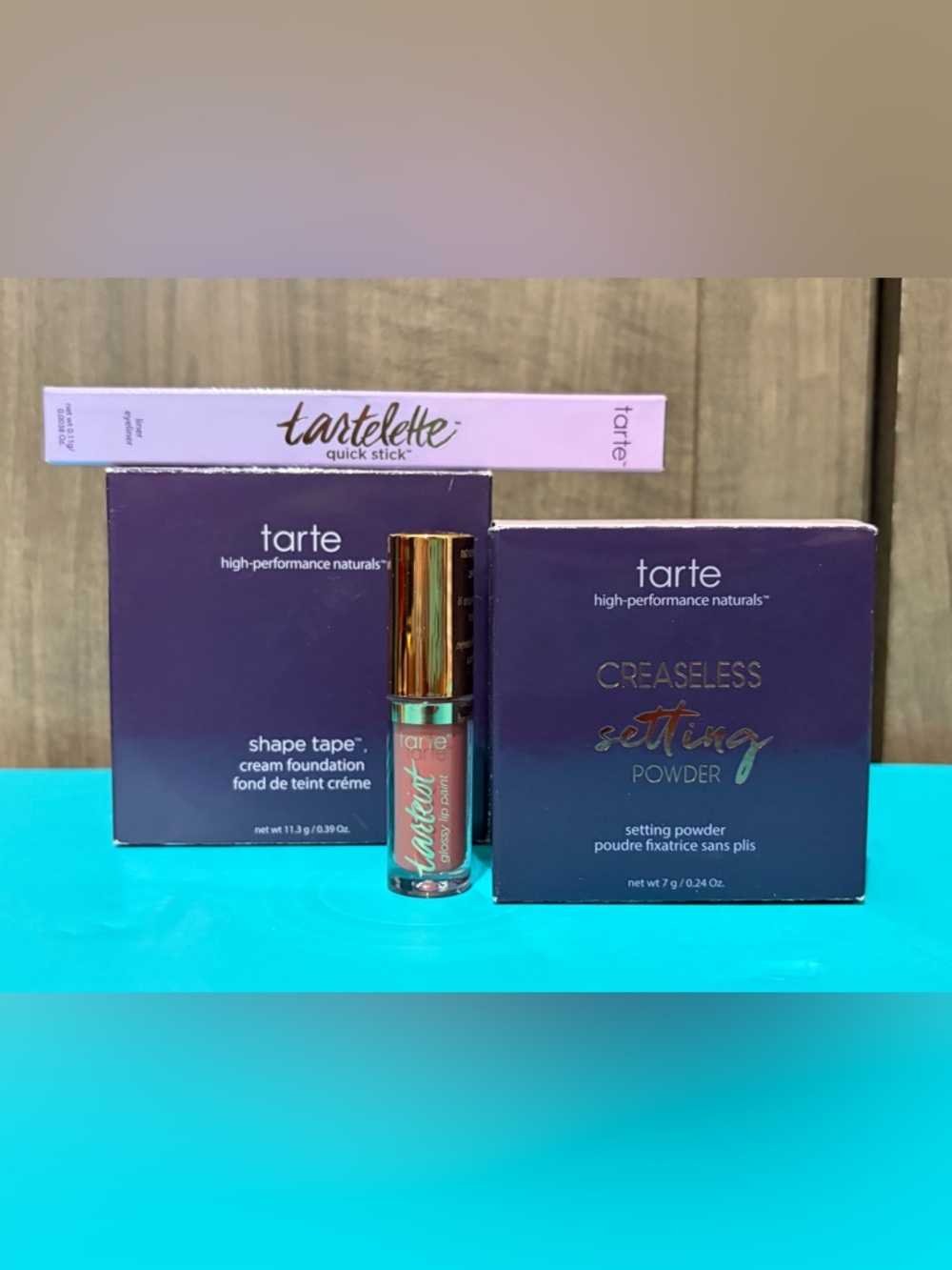tarte lip paint and setting collection in muted rose and teal